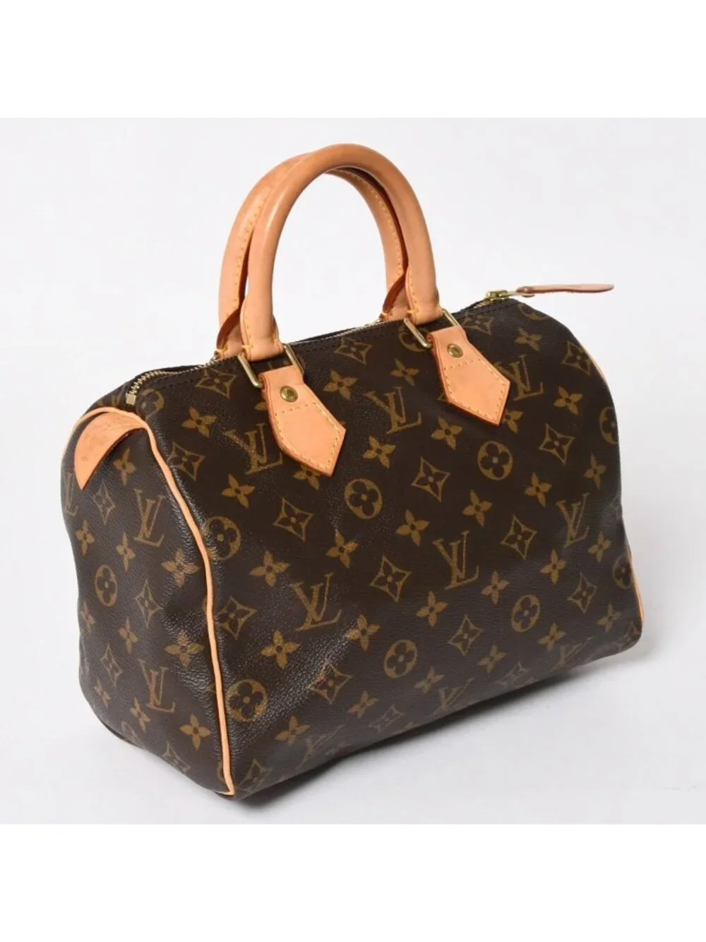 Louis Vuitton Speedy 25 Handbag Monogram Leather Brown Gold
